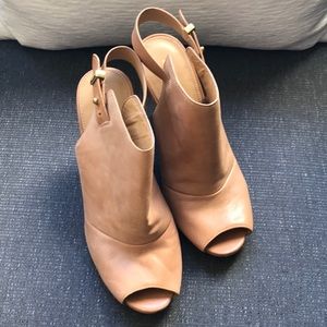 Coach Nude Leather Wedges